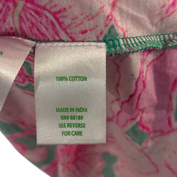 Lilly Pulitzer Alyssa Hibiscus Print Long Sleeve Split Neck Cotton Dress XL - Picture 5 of 7